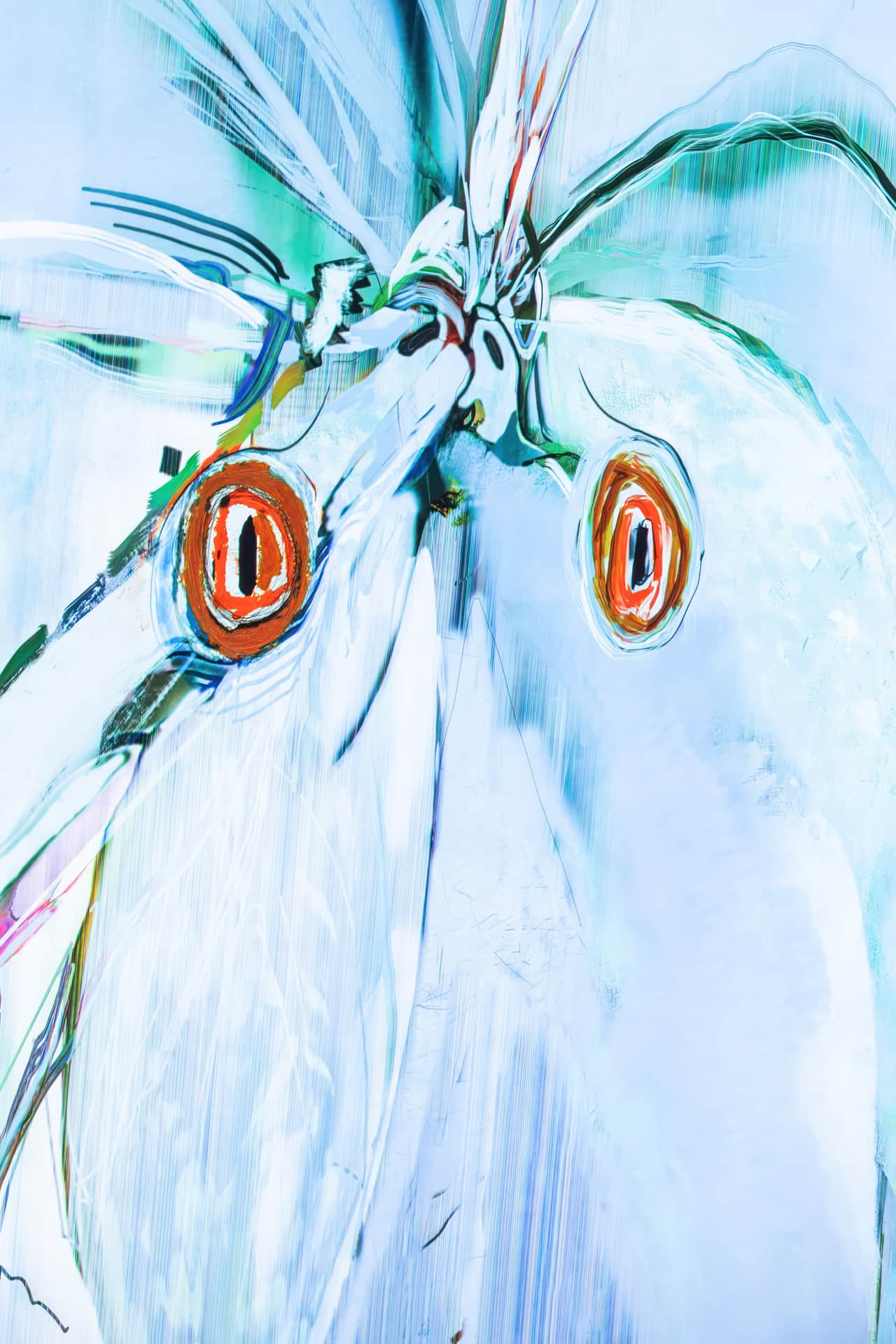 Alex Fischer, Blue Parrots (detail), 2023, installed at Canada Goose Pop-up Miami USA